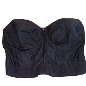 Dominique SZ 40DD Women's Strapless Bra Backless Bustier Black